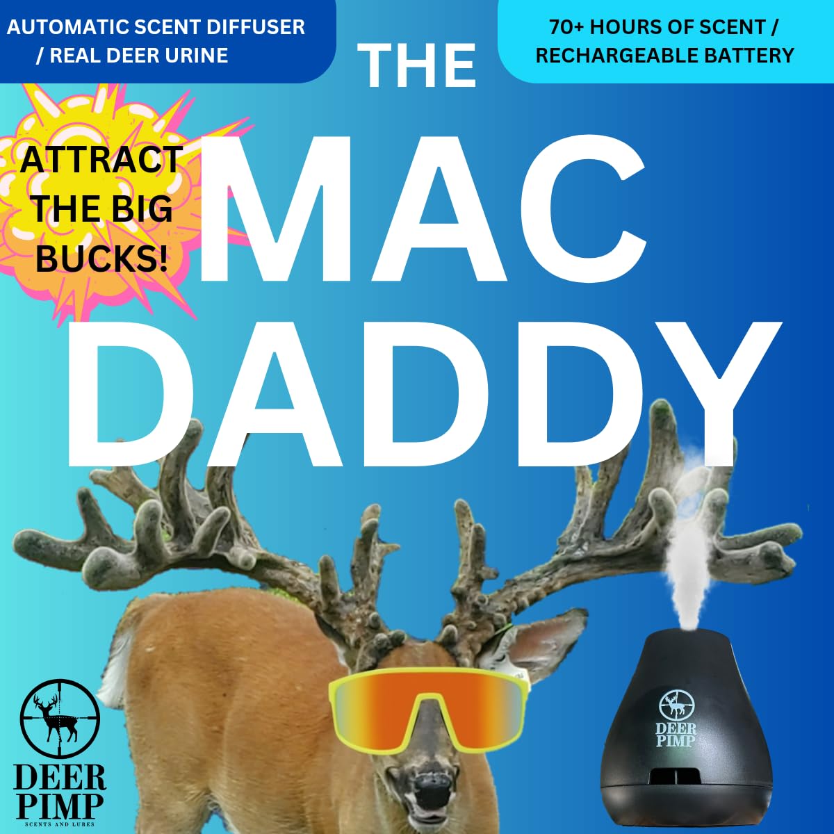 DEER PIMP MAC Daddy Trifecta diffuser front view with cartridges for precise scenting.