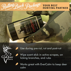 Deer hunting scent combination image featuring RuttingBuck and EverCalm