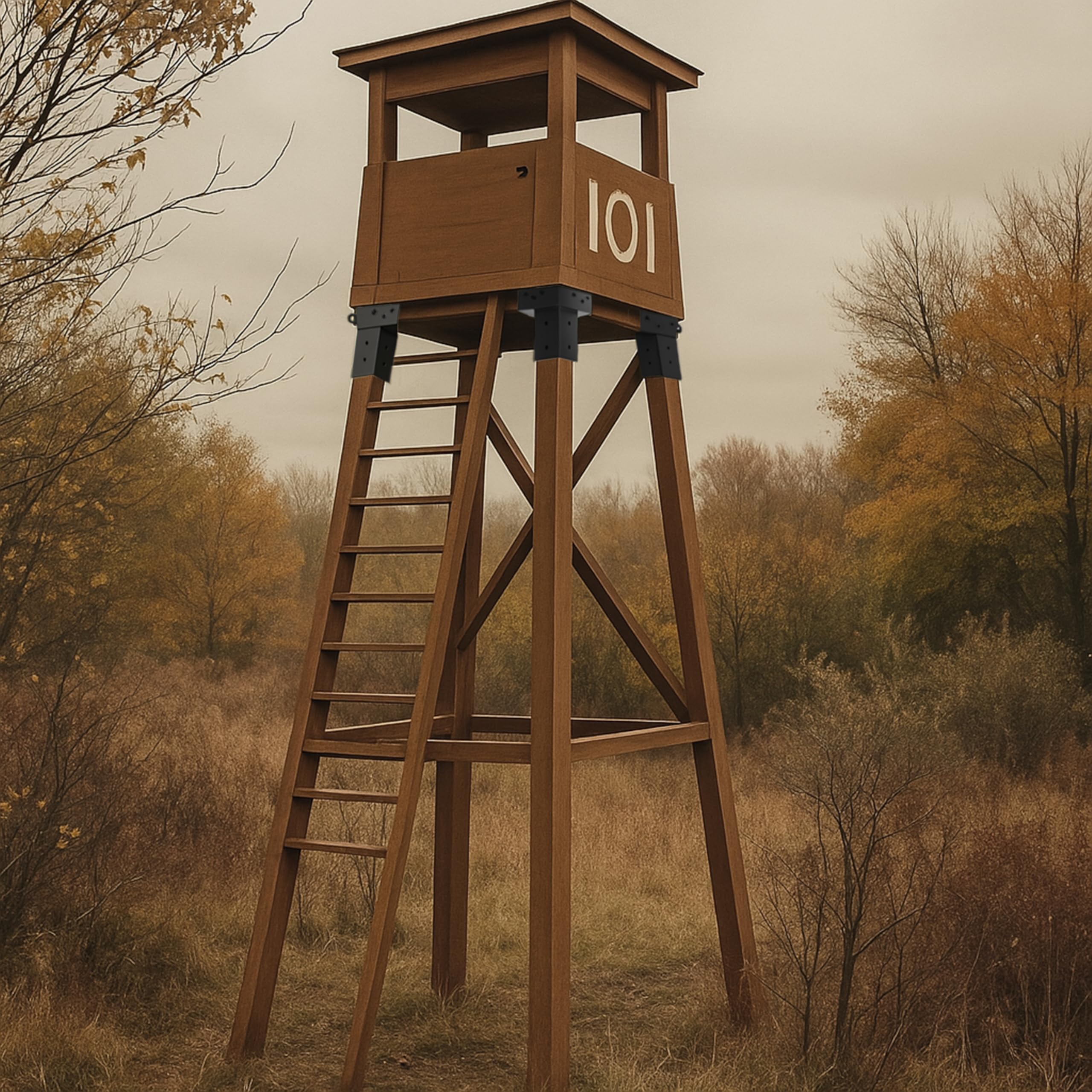 Deer Stand Brackets 4x4 side angle highlighting 98° stability design for balance