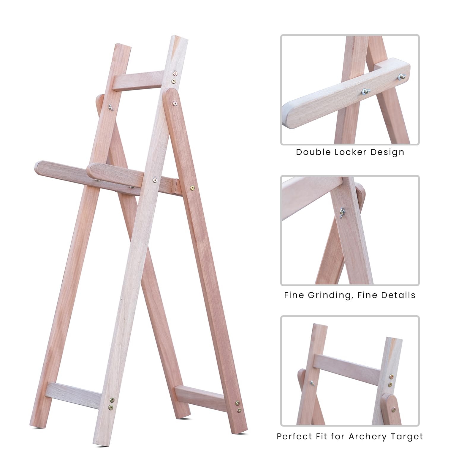 DEERACE wooden archery target stand adjustable height enables versatile training for beginners.