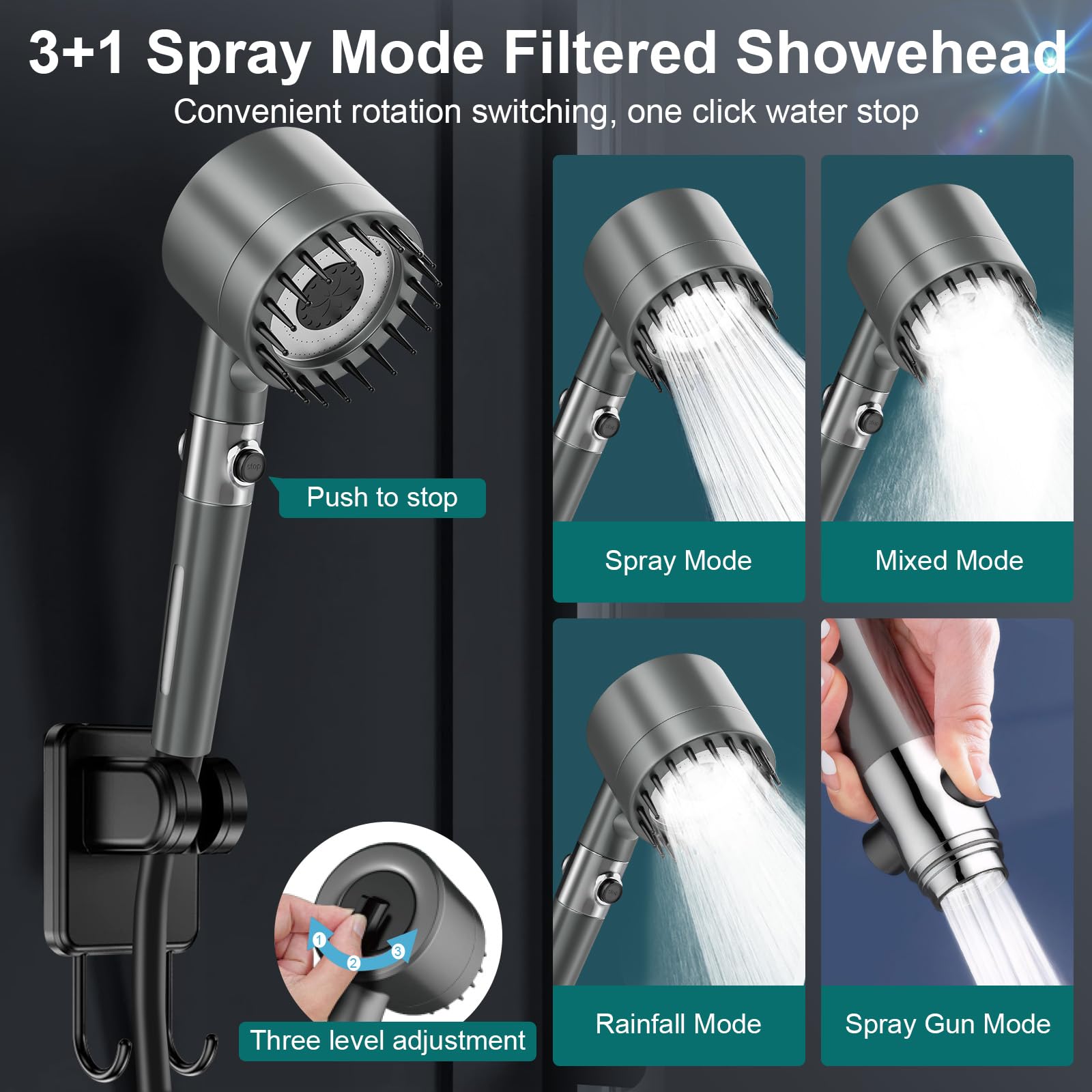 Deeteck portable shower LED display shows real-time power and temperature status for easy monitoring