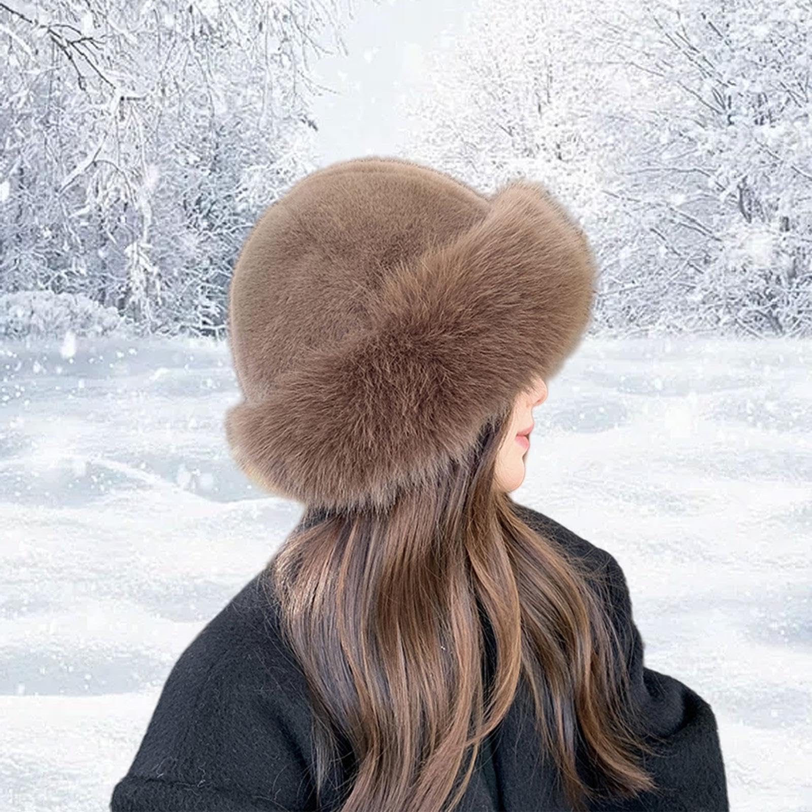 Deevoka Cossack hat worn during travel, versatile winter accessory.