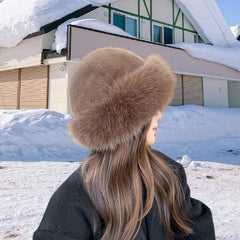 Deevoka Cossack hat, brown side profile, stylish winter accessory.