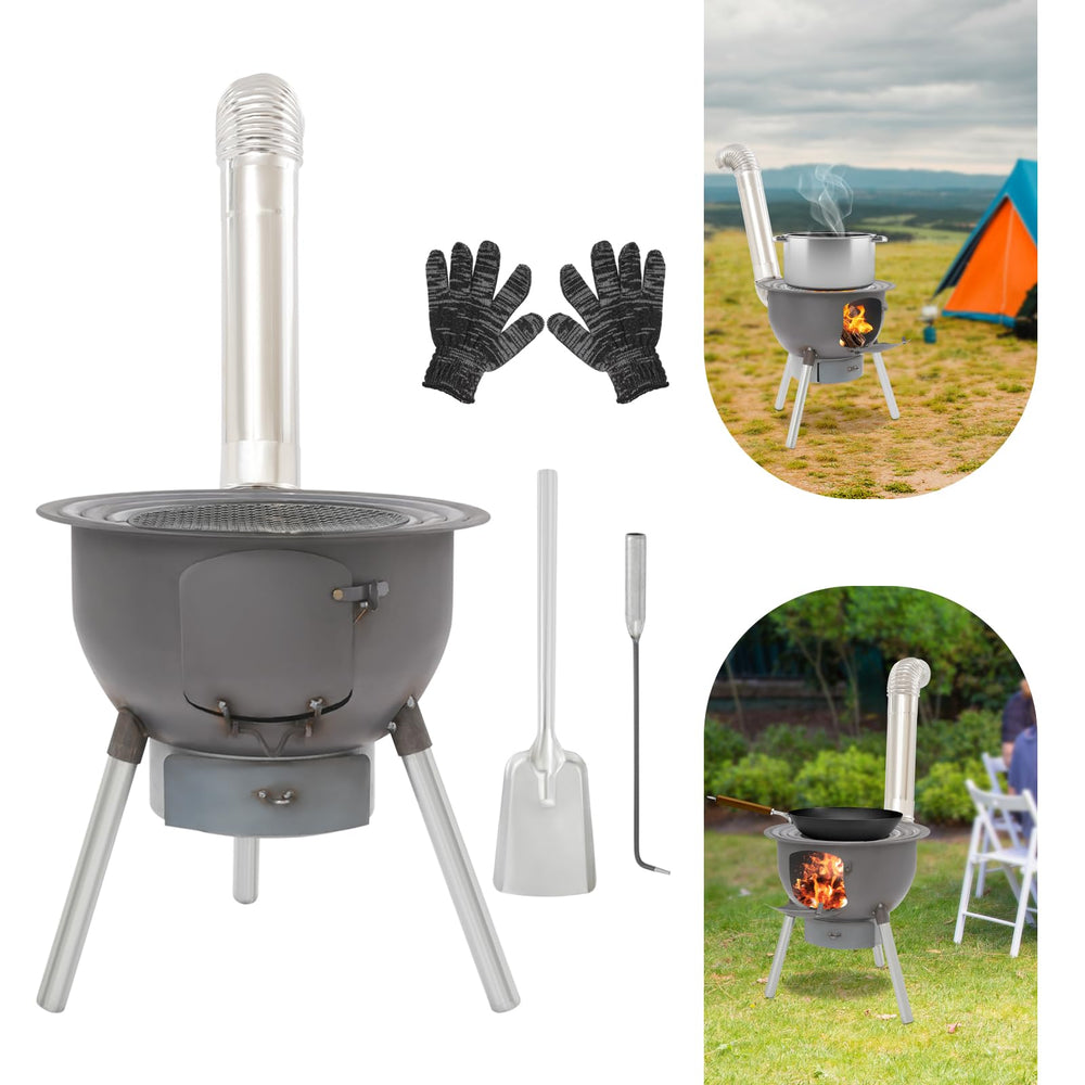 DEIGEHJRE chimney and gloves set, safer handling during fuel replenishment