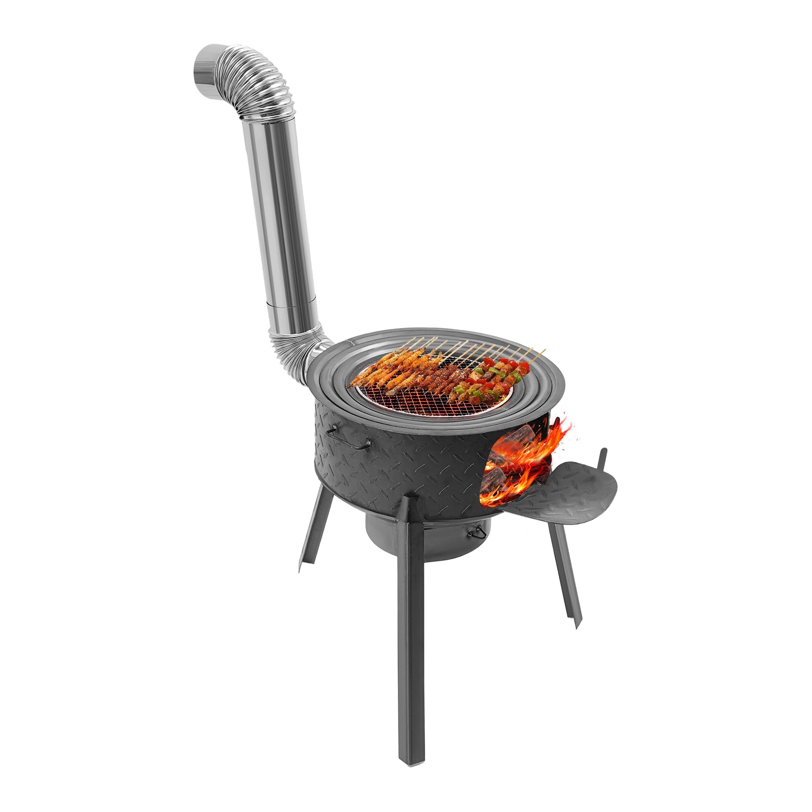 DEIGEHJRE multifunction wood stove ready for outdoor cooking and grilling.