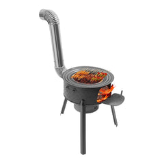 DEIGEHJRE multifunction wood stove ready for outdoor cooking and grilling.