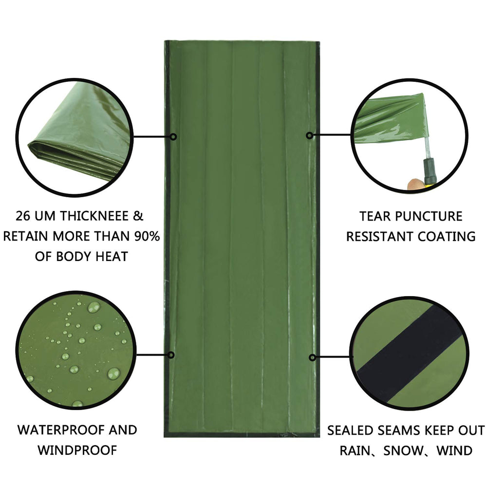 Delmera emergency sleeping bag thermal insulation with reflective mylar layer