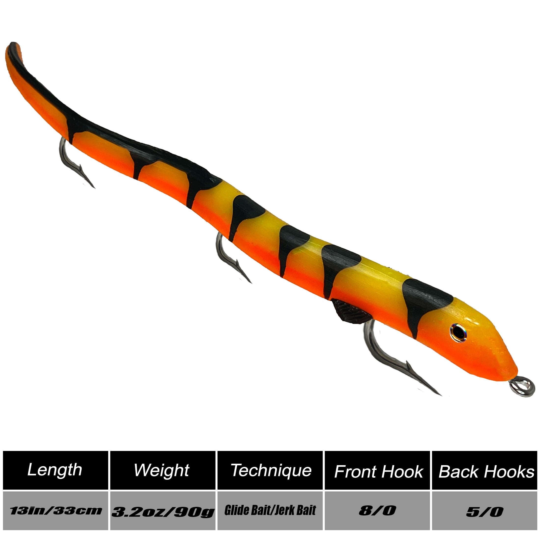 Delong Lures muskies and pike attracted by lifelike eyes on Kilr Eel