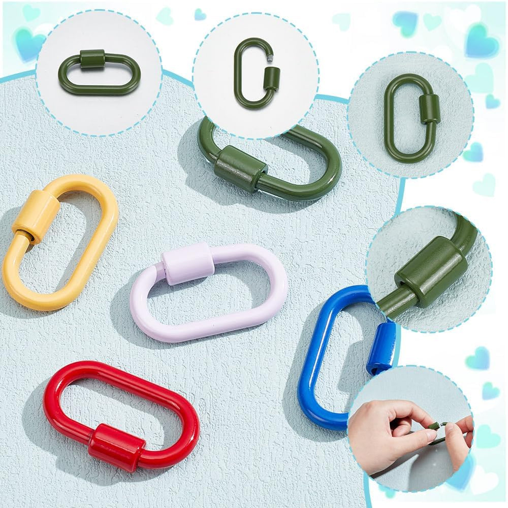 DELORIGIN enamel carabiner green lock offers sturdy clipping for outdoor gear.