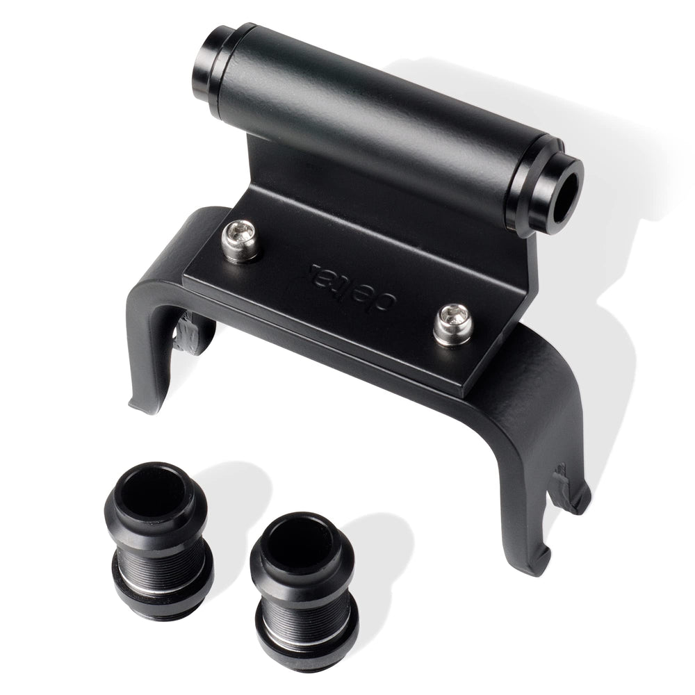 Delta Bike Thru-Axle Fork Mount fits 12mm and 15mm axles for transport.
