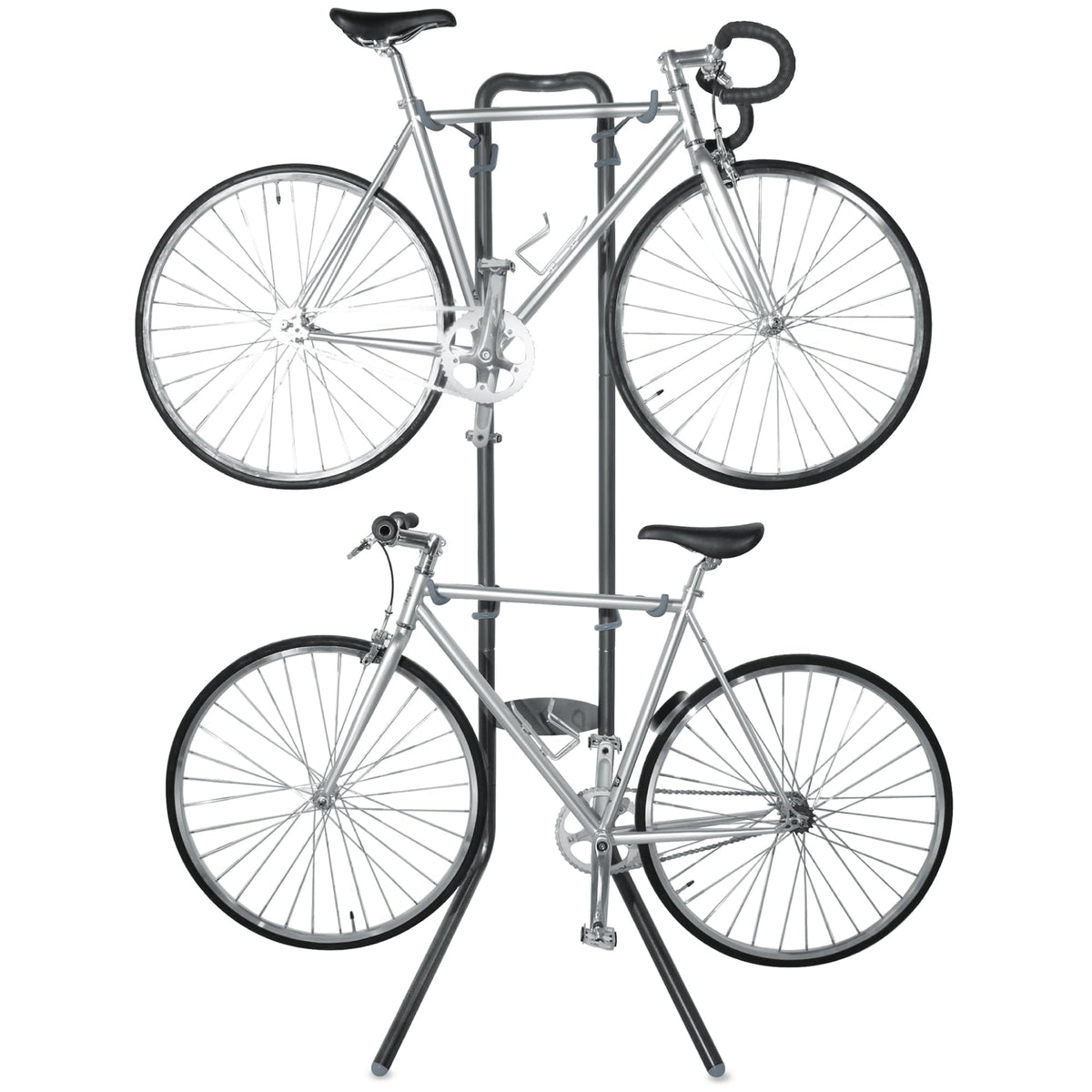Delta Rugged Two Bike Rack front view, space-saving leaning design for two bikes