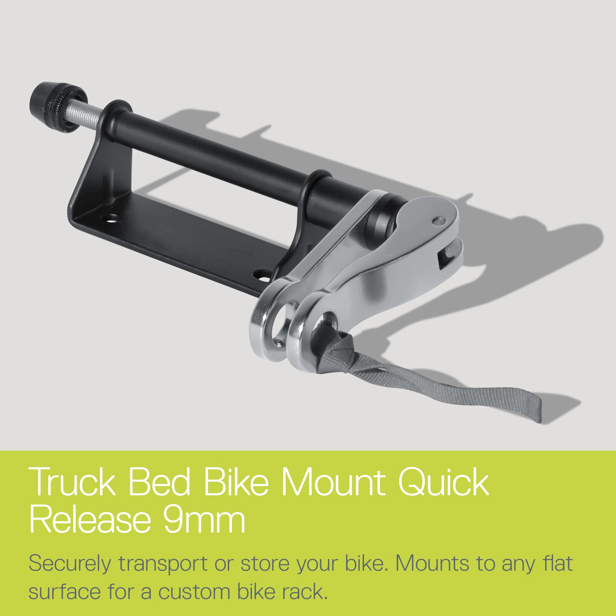 Delta Truck Bed Bike Rack with 9mm x 100mm dropouts supports quick mounting.