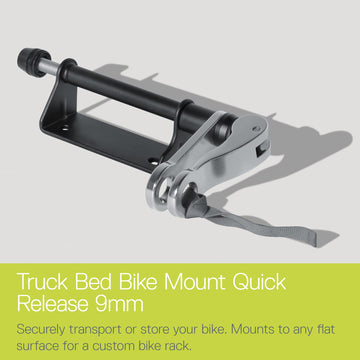 Delta Truck Bed Bike Rack with 9mm x 100mm dropouts supports quick mounting.