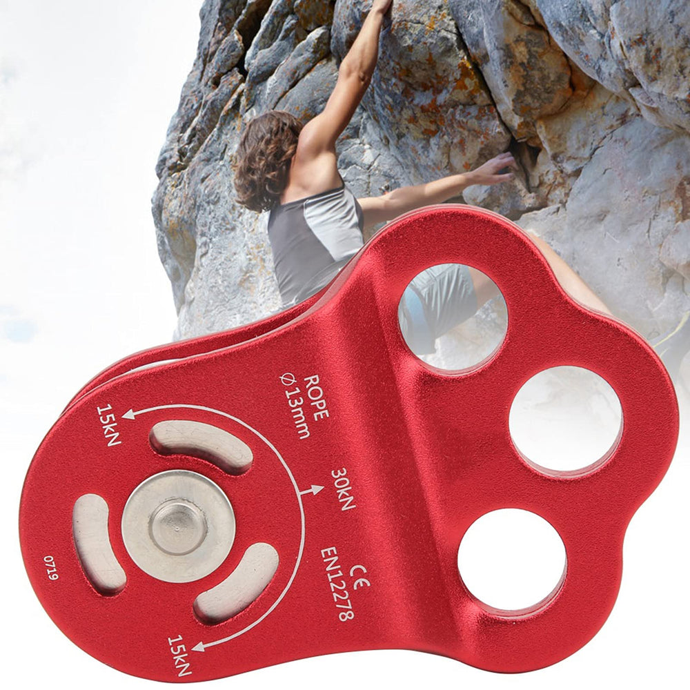 Demeras climbing pulley bearing hitch-climber setup with versatile rigging