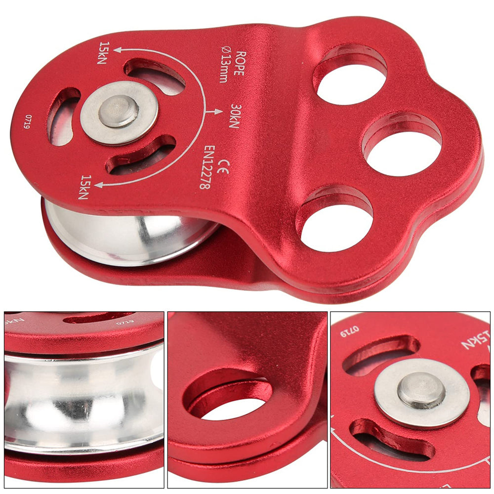 Demeras climbing pulley bearing rope-wear reduction supports longer rope life
