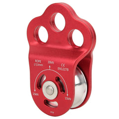 Demeras climbing pulley three-hole assembly top view enabling even load distribution