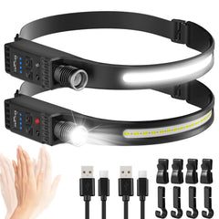 Demlaies headlamp rechargeable 2-pack lighting for camping and nighttime activities.