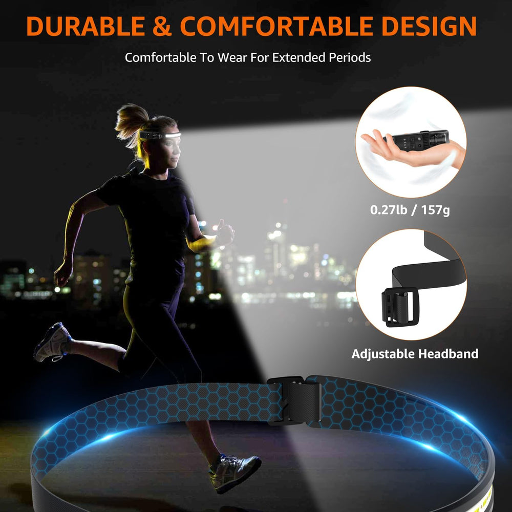 Demlaies headlamp waterproof and lightweight for all-weather use.