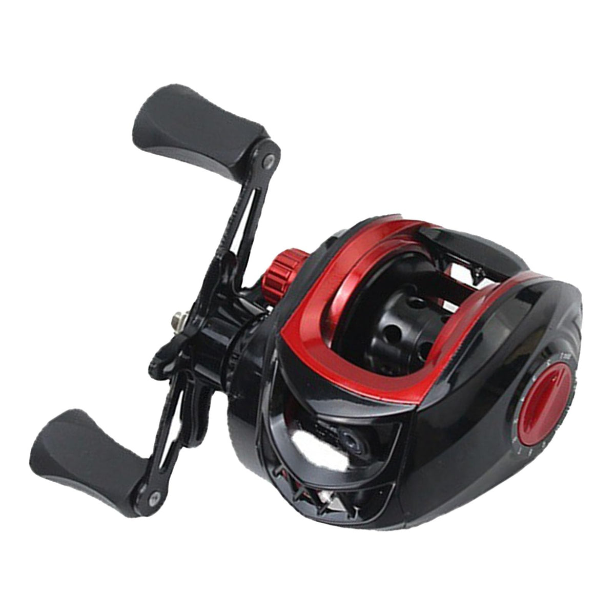Denash baitcaster reel shows 7.2:1 gear ratio for rapid retrieves