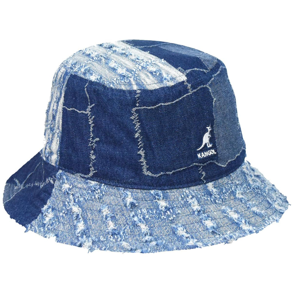 Denim Mash-Up Bucket Hat worn outdoors