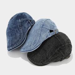 Cotton denim ivy flat cap with adjustable side straps