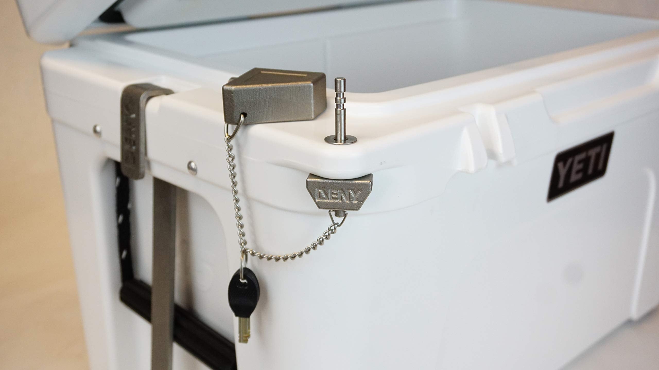 DENY LidLock on YETI Tundra 65qt installed boosts valuables protection on the go.