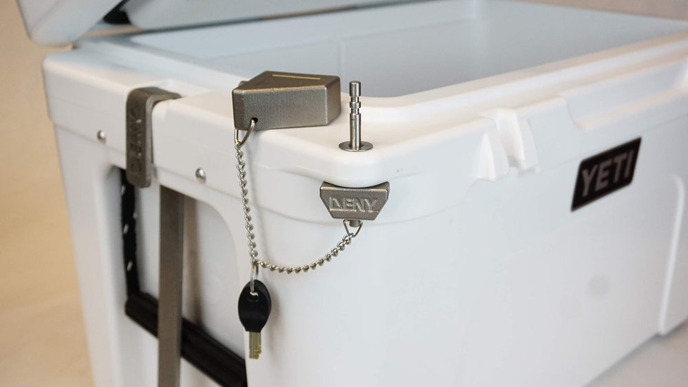 DENY LidLock on YETI Tundra 65qt installed boosts valuables protection on the go.
