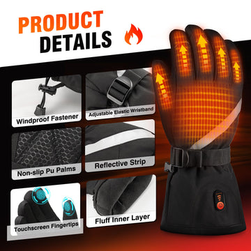 DEORFGO Heated Gloves waterproof-windproof construction in snowy conditions