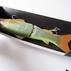 Close-up of 3D eyes, lifelike scales and gills on Deps Slide Swimmer 250