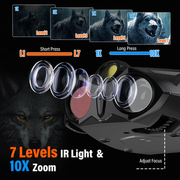 Derosko night vision binoculars feature backlit controls for easy use in the dark.