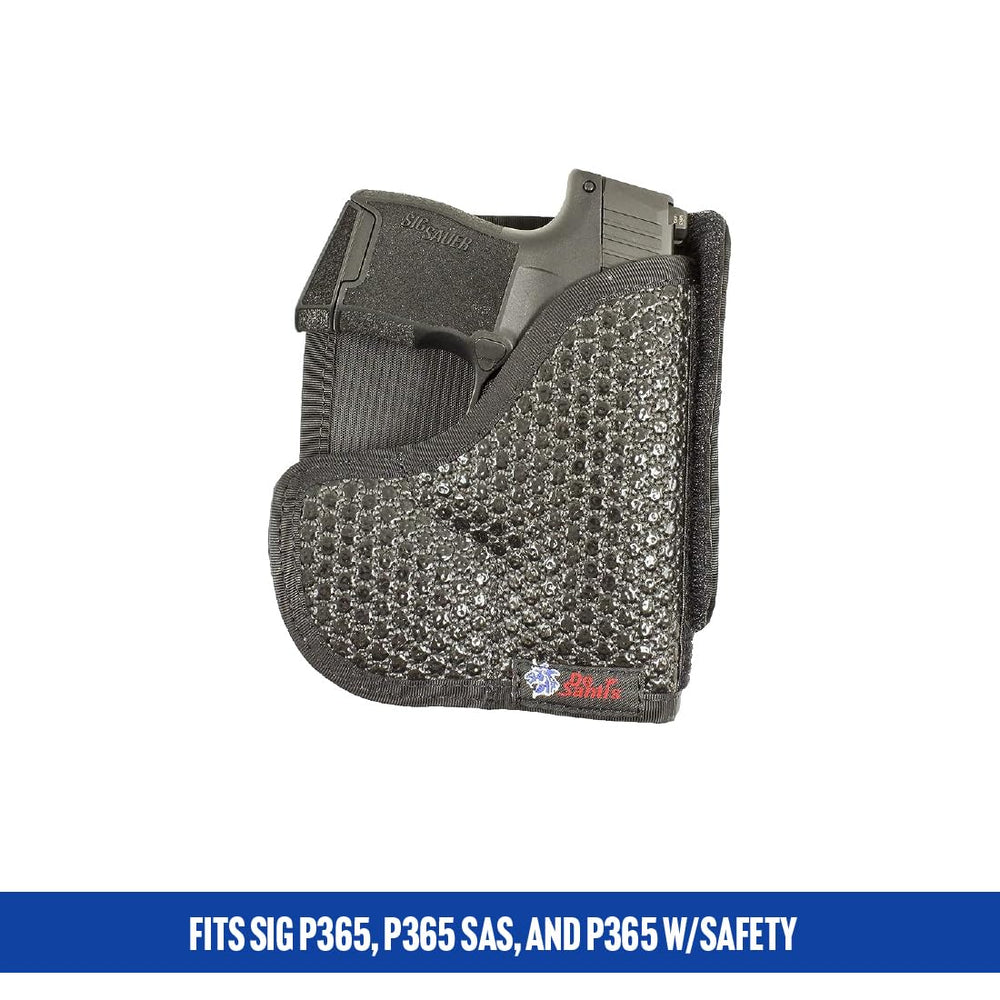 Non-slip rubberized material keeps holster in place