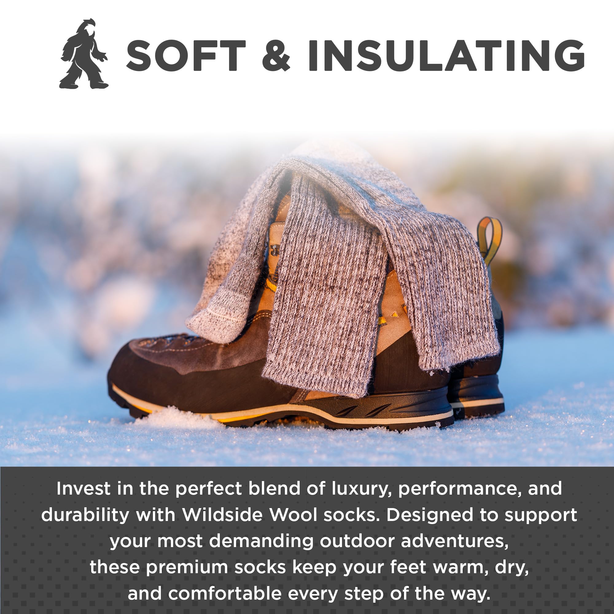 Desert Breeze Alpaca-Merino socks in MED provide reliable size-specific fit and warmth.