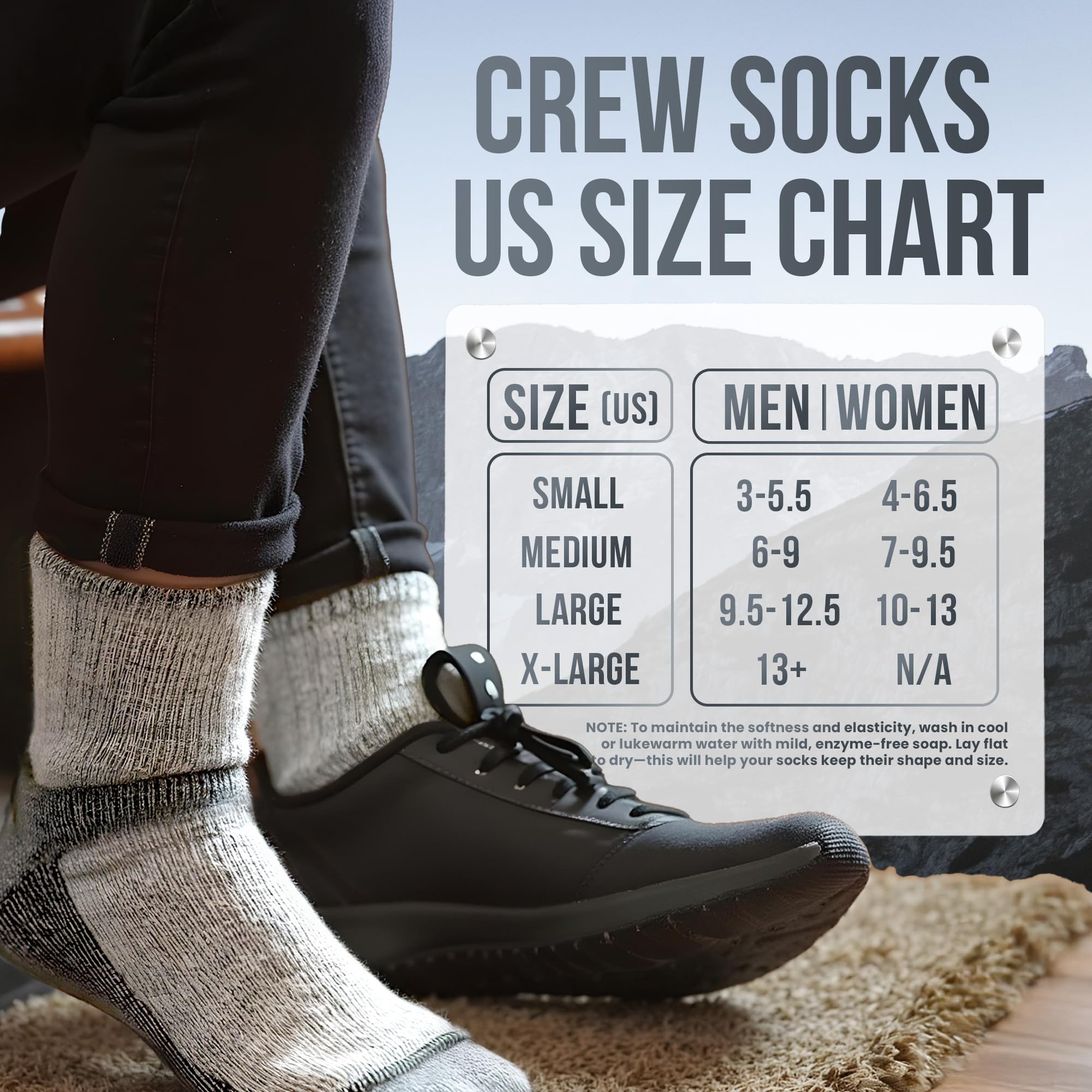 Desert Breeze Alpaca Merino Crew Socks sole detail showing thick cushioning for hiking.