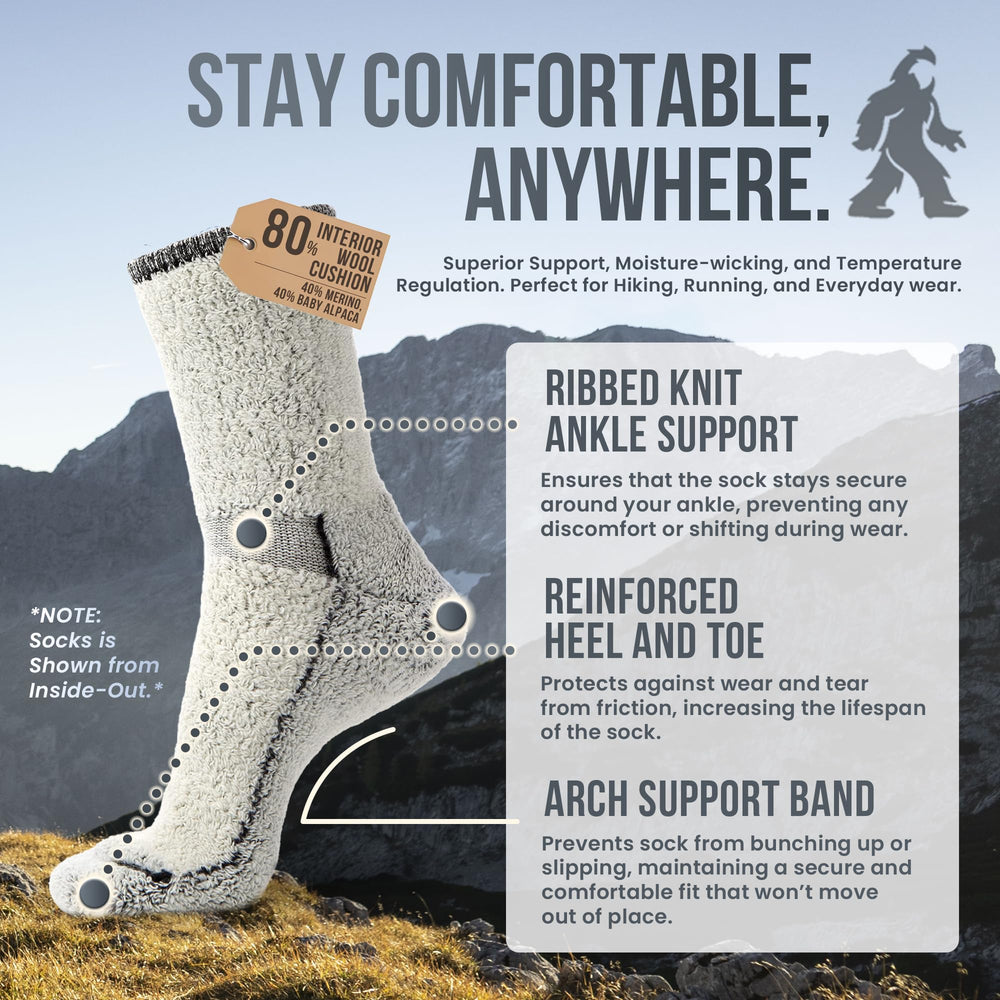 Desert Breeze Timberline MED Alpaca Merino crew socks made in USA label and natural fibers