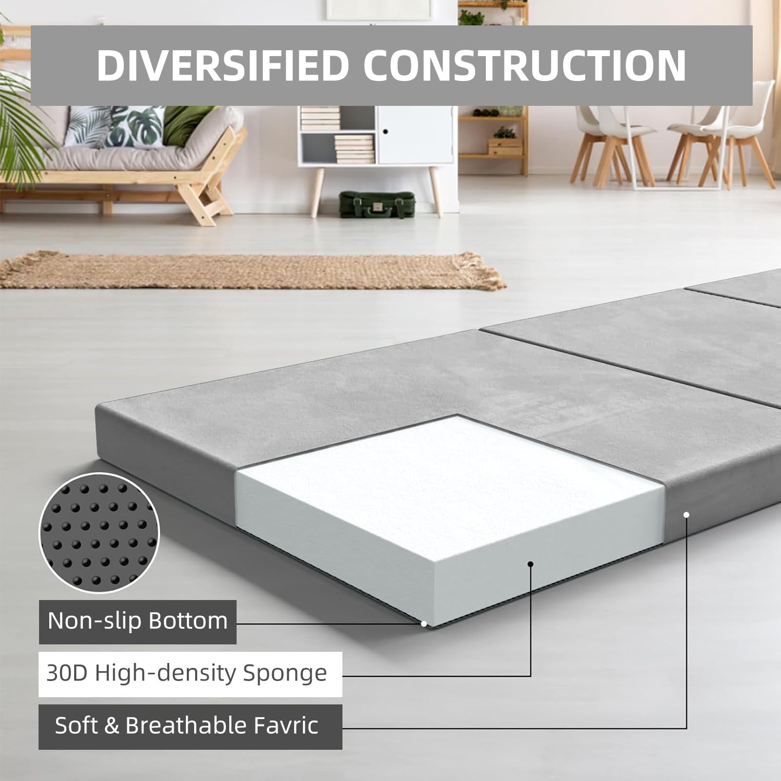Desque memory foam core offers supportive cushioning on any surface.
