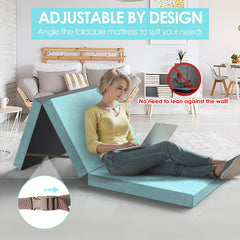 DESQUE Trifold Mattress unfolded on the floor as a guest bed