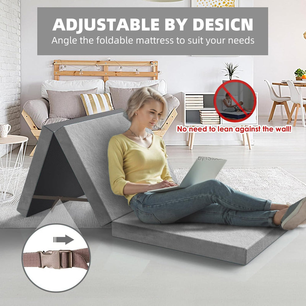 Desque Trifold Mattress unfolded on the floor for comfortable sleep.