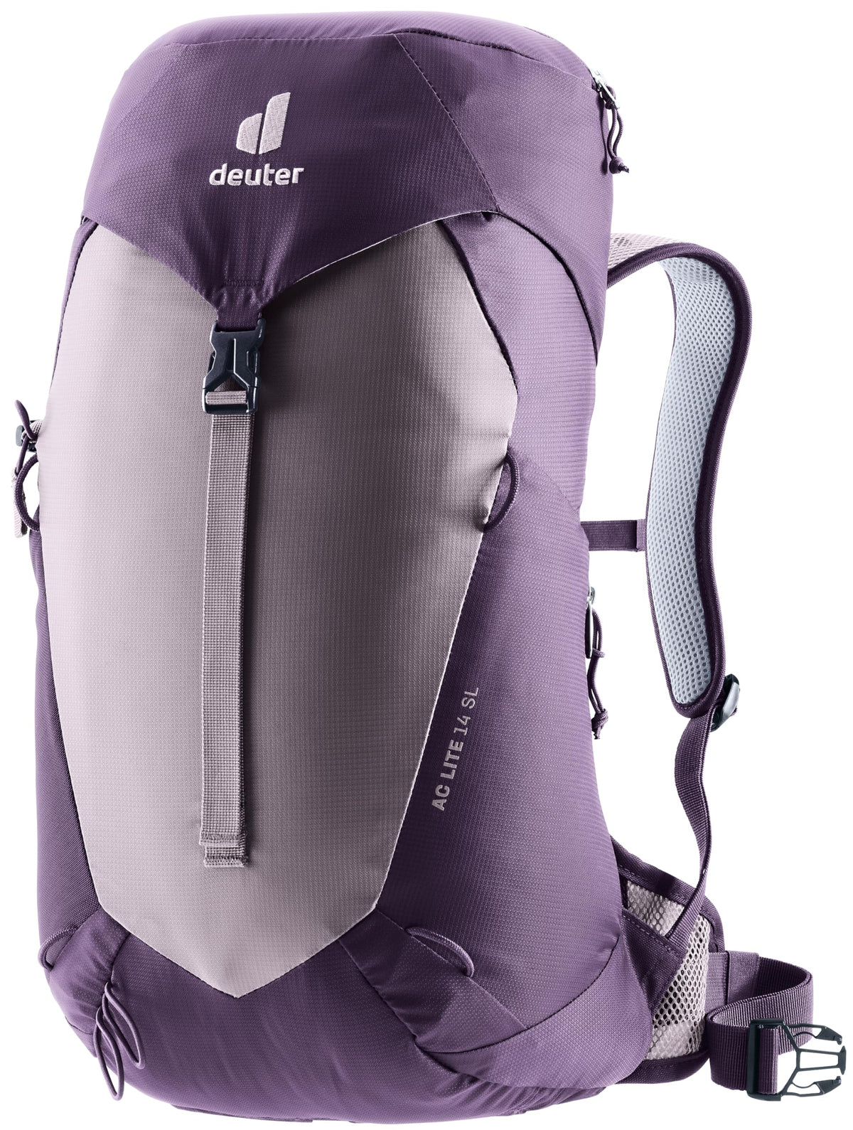 Deuter AC Lite 14L backpanel close-up showing breathable mesh for cool day hikes.
