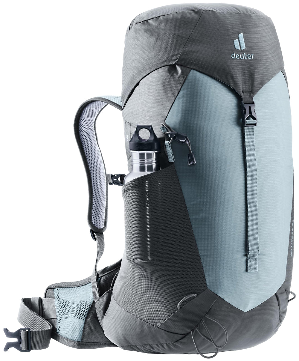Deuter AC Lite 22 SL detachable rain cover protects gear outdoors.