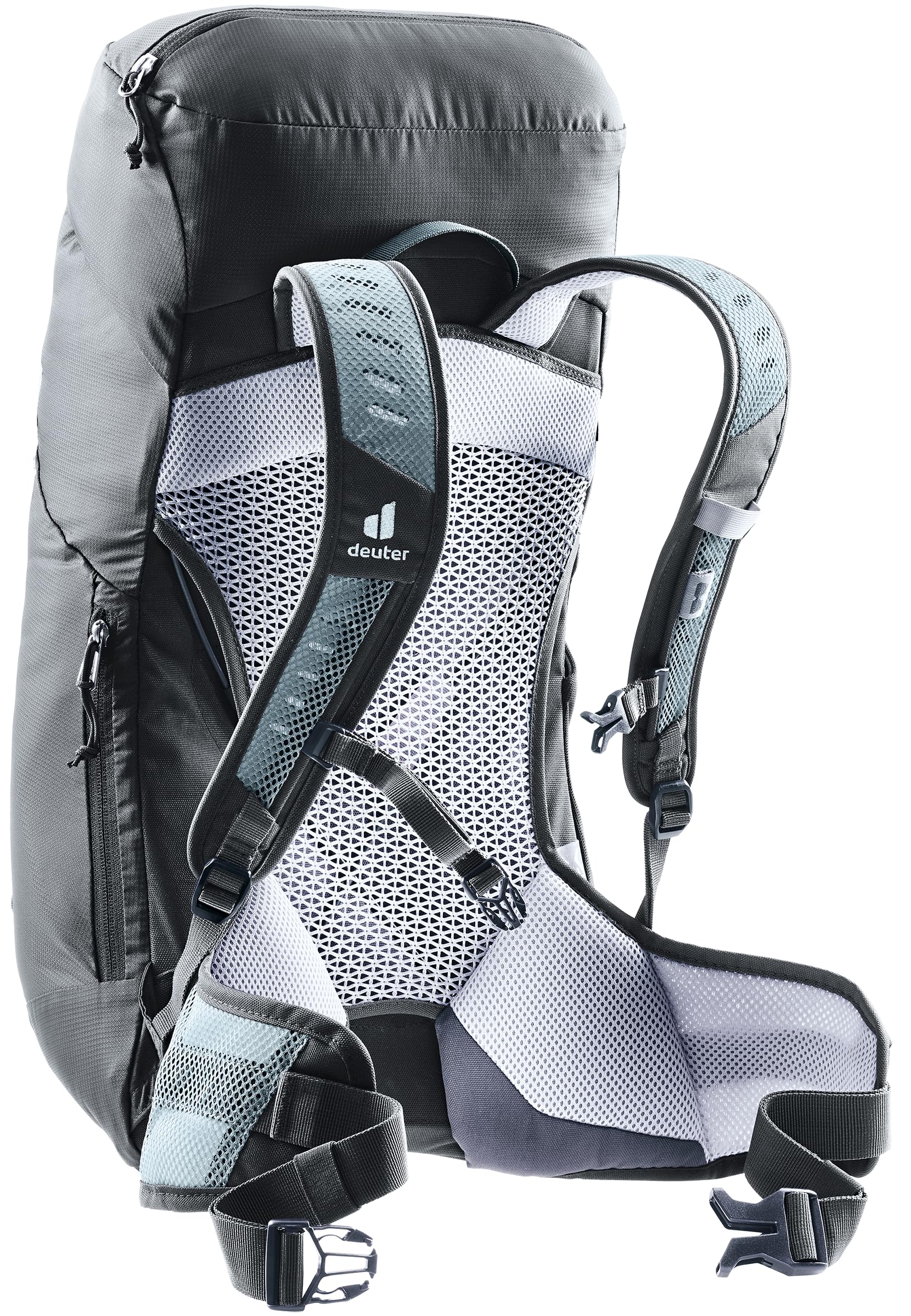 Deuter AC Lite 22 SL trekking pole attachment keeps gear secure.