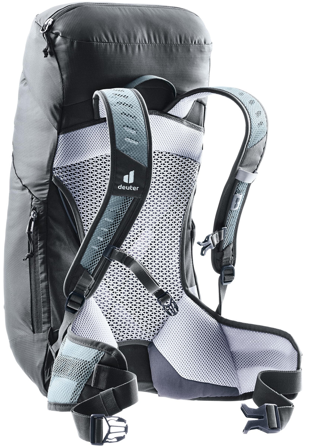 Deuter AC Lite 22 SL trekking pole attachment keeps gear secure.