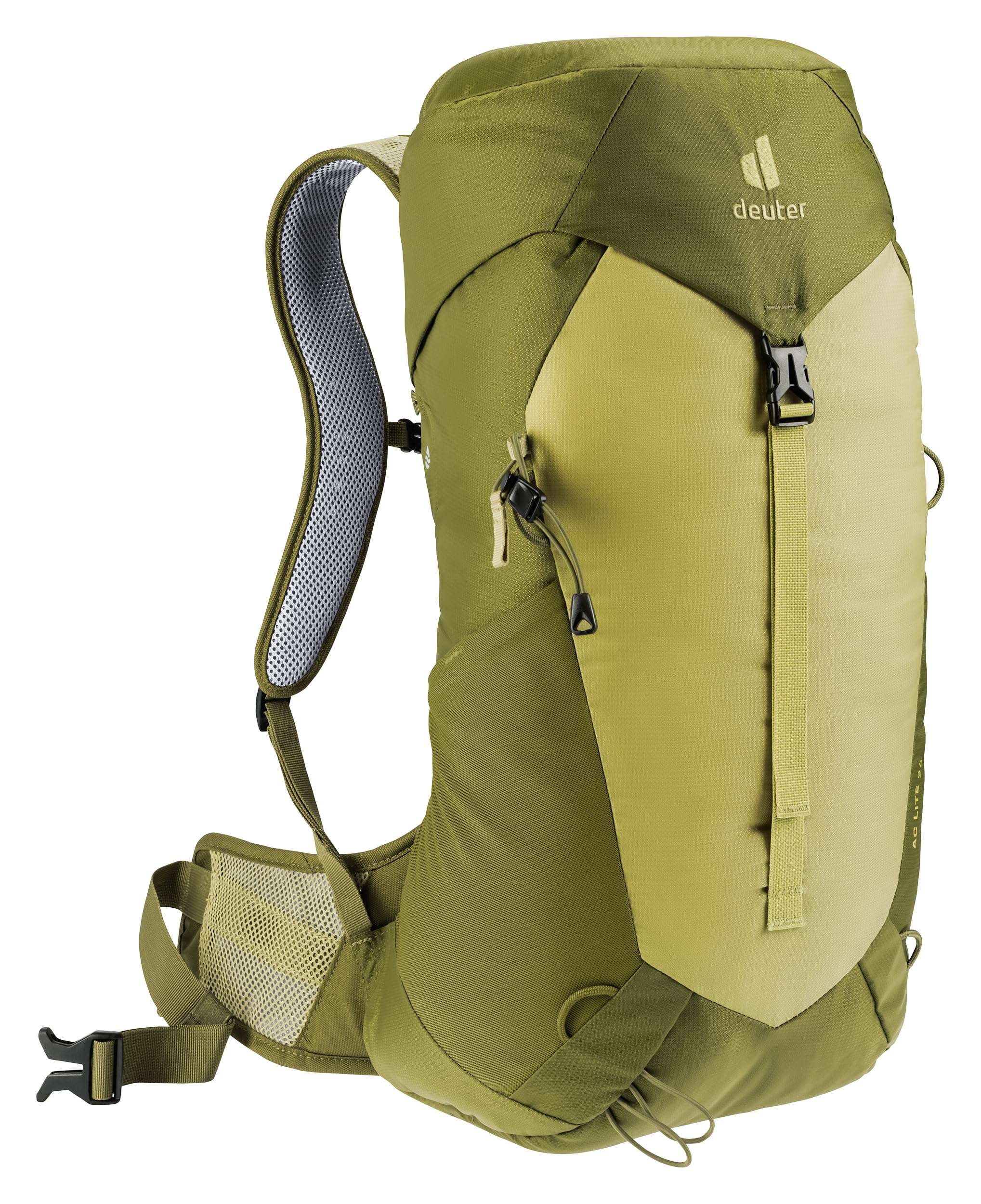 Deuter AC Lite 24L trekking pole holder secures poles on the exterior.