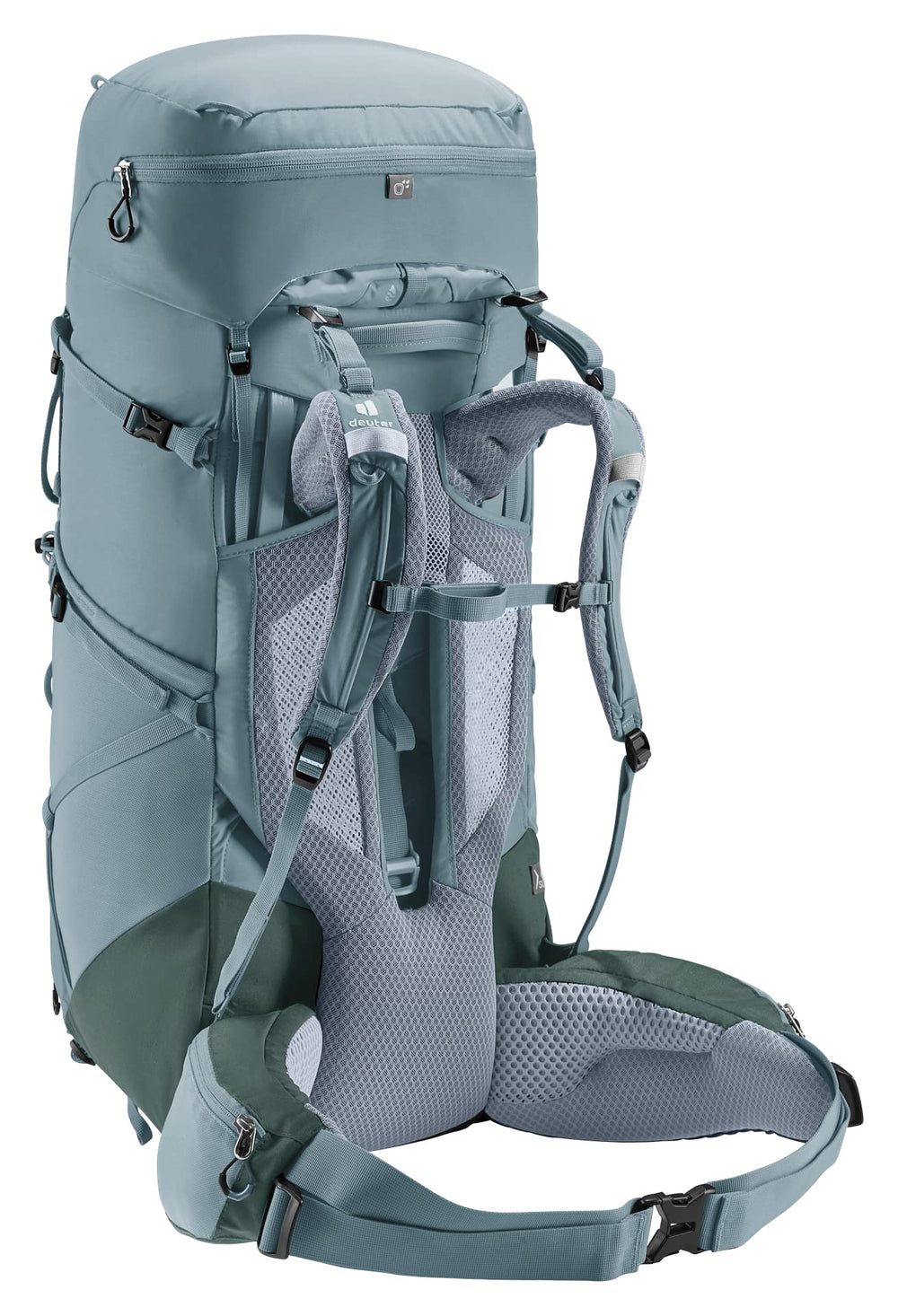 Deuter Aircontact Core 45+10L SL ActiveFit shoulder straps on Y-frame for control.