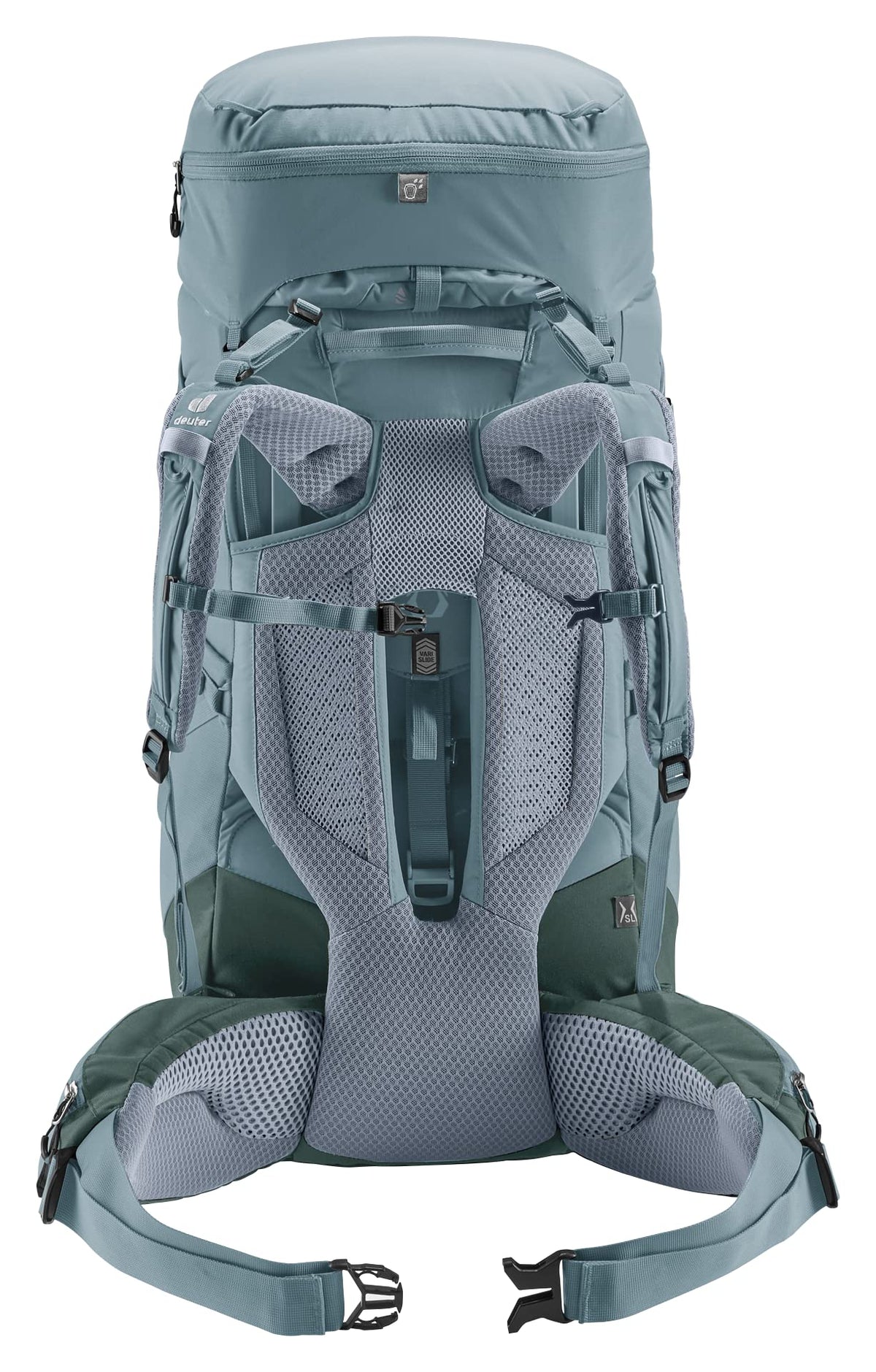 Deuter Aircontact Core 45+10L SL backpanel close-up showing ergonomic support.