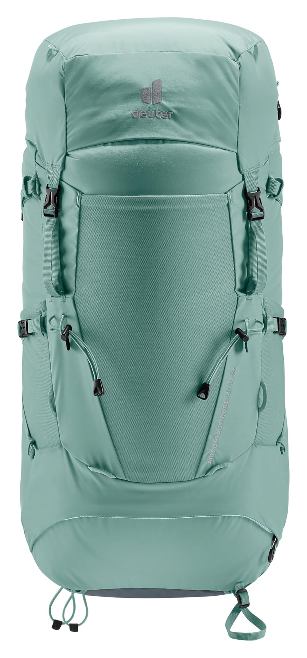 Deuter Aircontact Core 45+10L SL trekking pole attachment keeps gear accessible on trail.