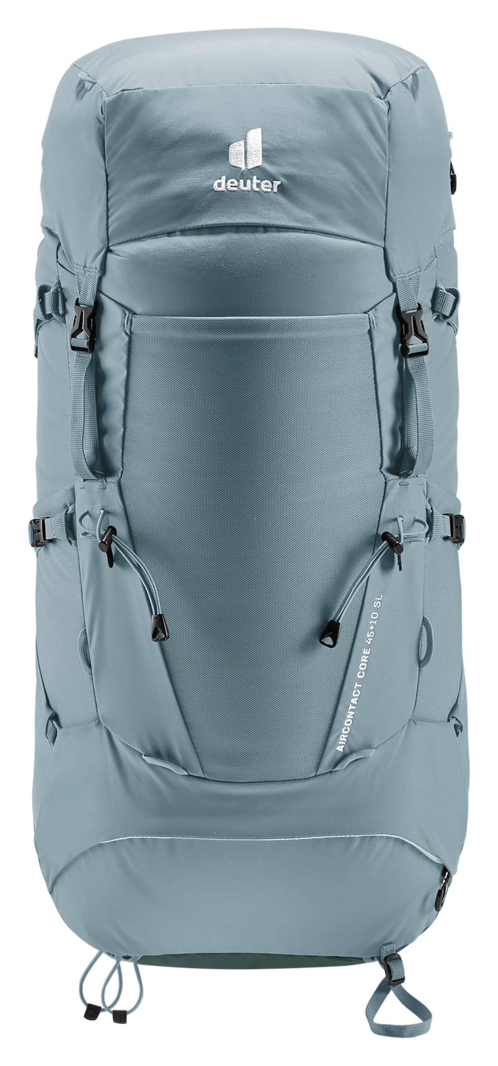 Deuter Aircontact Core 45+10L SL trekking pole attachment on exterior.