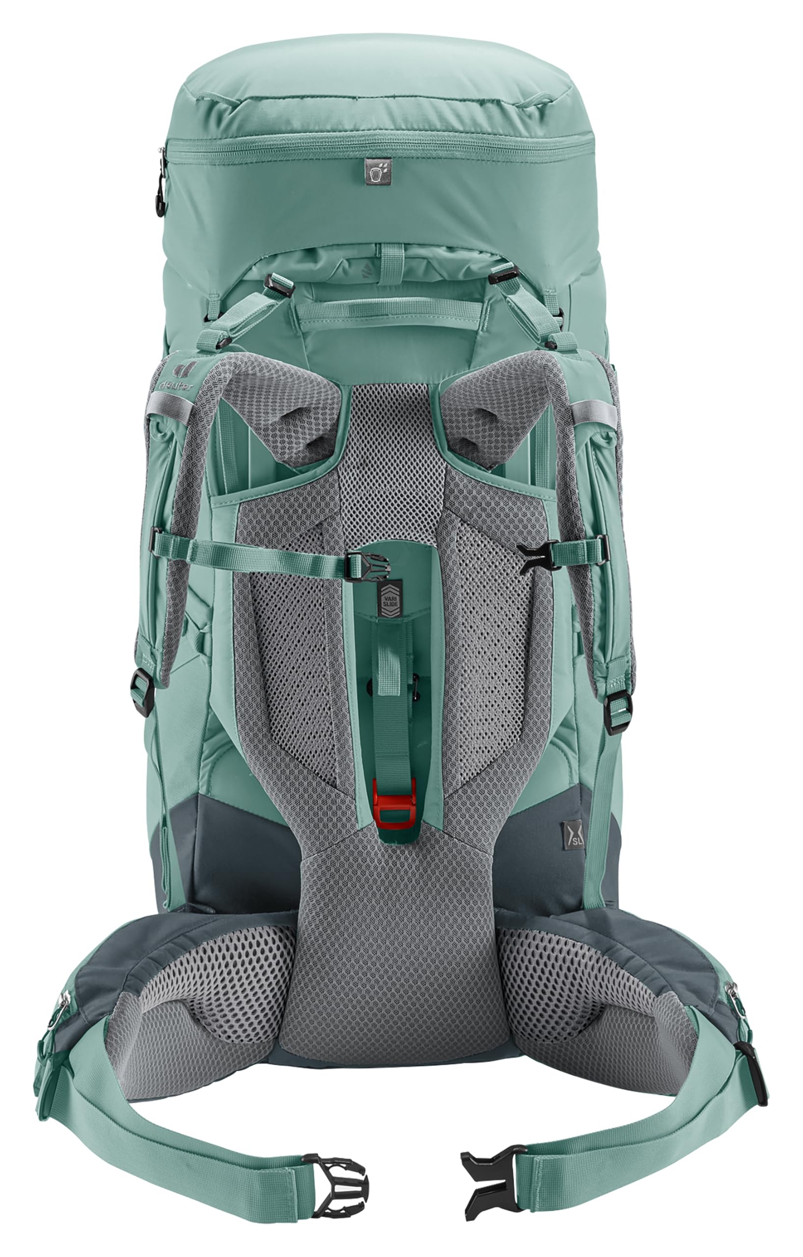 Deuter Aircontact Core 45+10L SL VariSlide back length optimizes fit and balance.