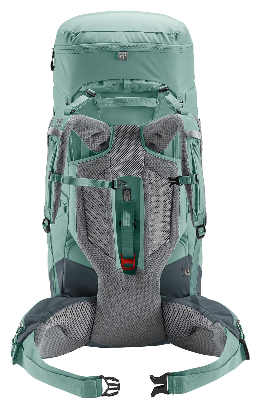 Deuter Aircontact Core 45+10L SL VariSlide back length optimizes fit and balance.