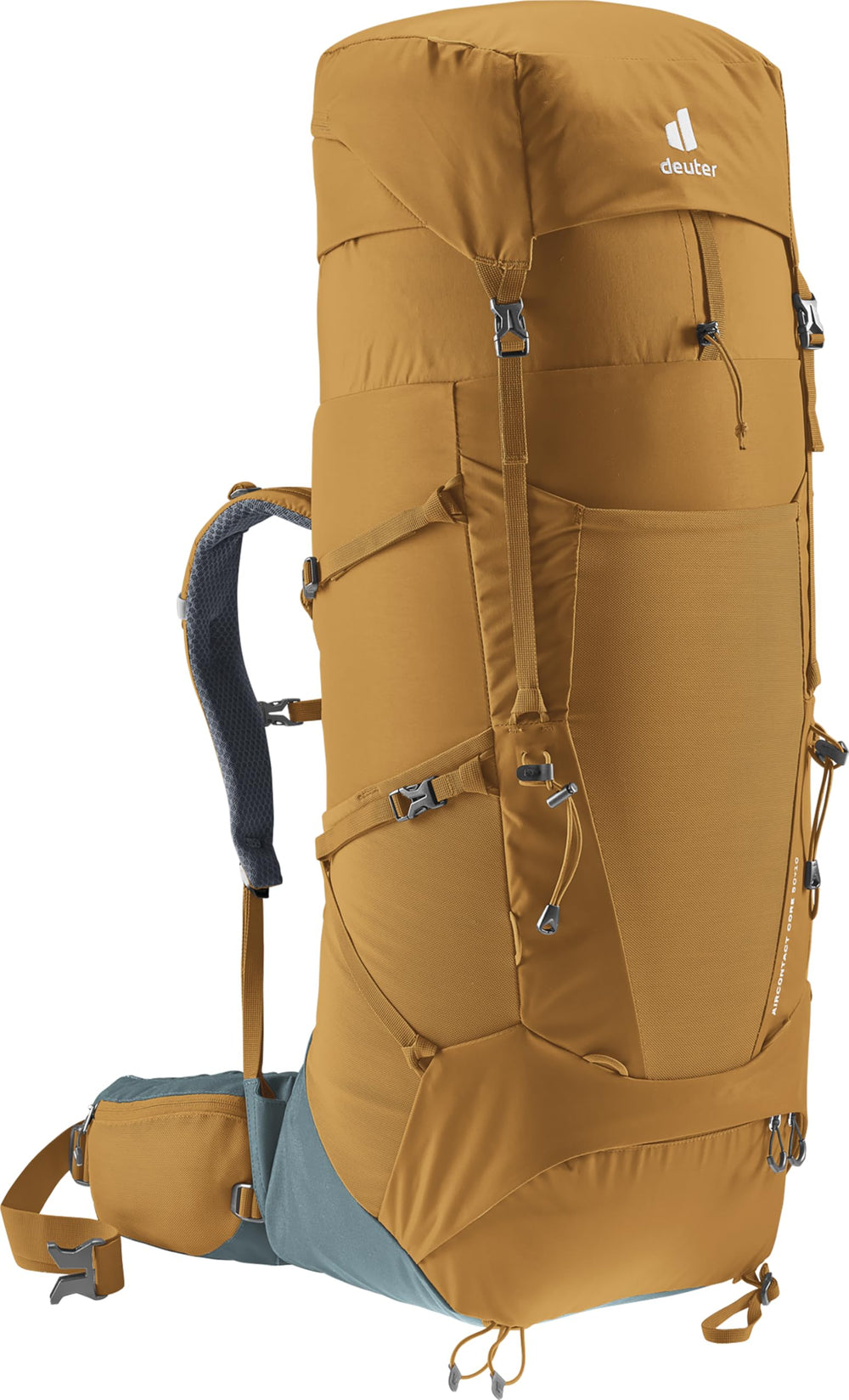 Deuter Aircontact Core 50+10L hydration sleeve and strap system