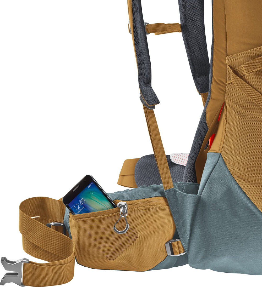 Deuter Aircontact Core 50+10L extended spindrift collar in use